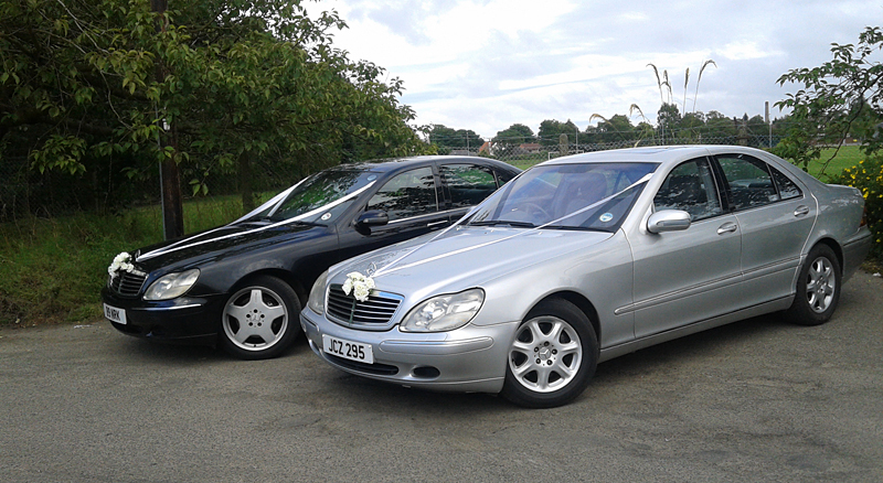 Silver and Black Mercedes S-Class wedding cars - Hire Class Cars Dundee - Weddings, special occasions